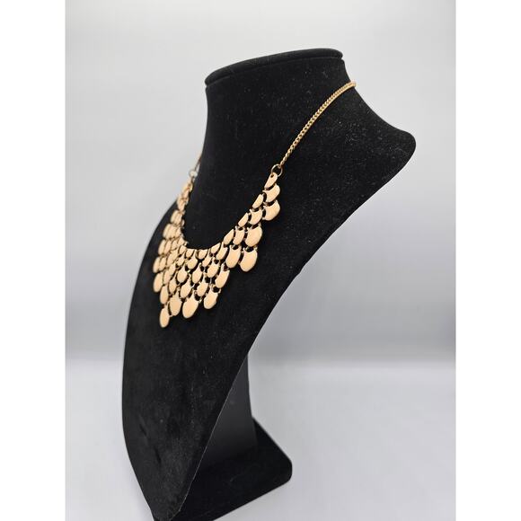 Vintage 1990s Bib Collar Style Statement Piece Necklace Cream Enamel - Picture 2 of 4